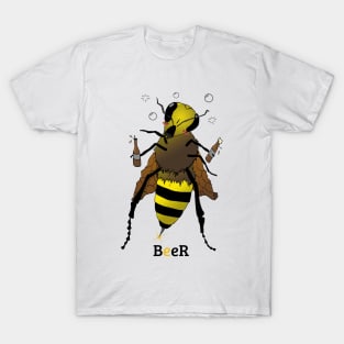 Drunk Bee holding Beer Bottles T-Shirt